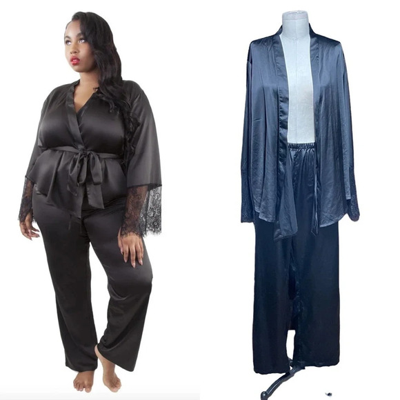 Gabi Fresh x Playful Promises Joanie Satin PJ Set Black Size US‎ 18 - Picture 1 of 12
